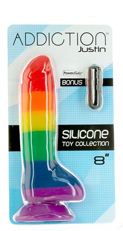 Addiction 100% Silicone Justin 8 Rainbow